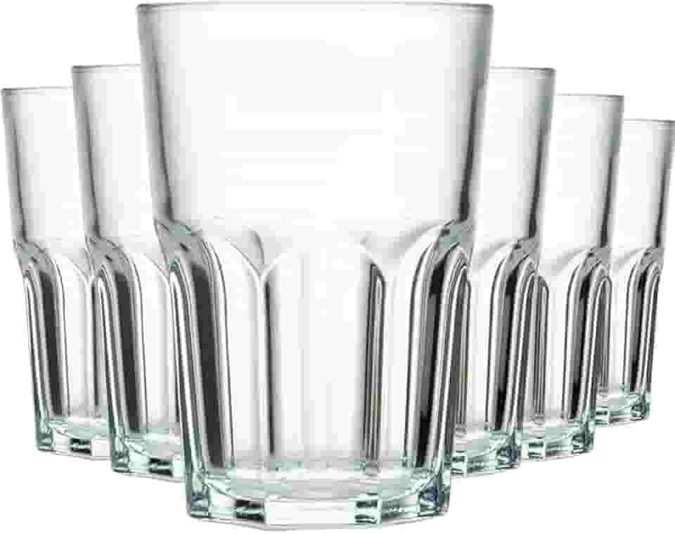 Kit de Copos de Vidro Sydney 350ml – Jogo com 6 ou 12 Peças, Design Robusto e Elegante, Vidro Reforçado 4mm para Drinks, Sucos e Whisky