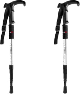 Kit 2 Bastão Bengala Cajado Retrátil Alumínio Caminhada Trekking Altura Regulável Prata