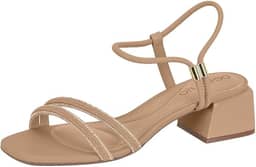 Sandália Feminina Salto Bloco Tira Strass Elegante Beira Rio