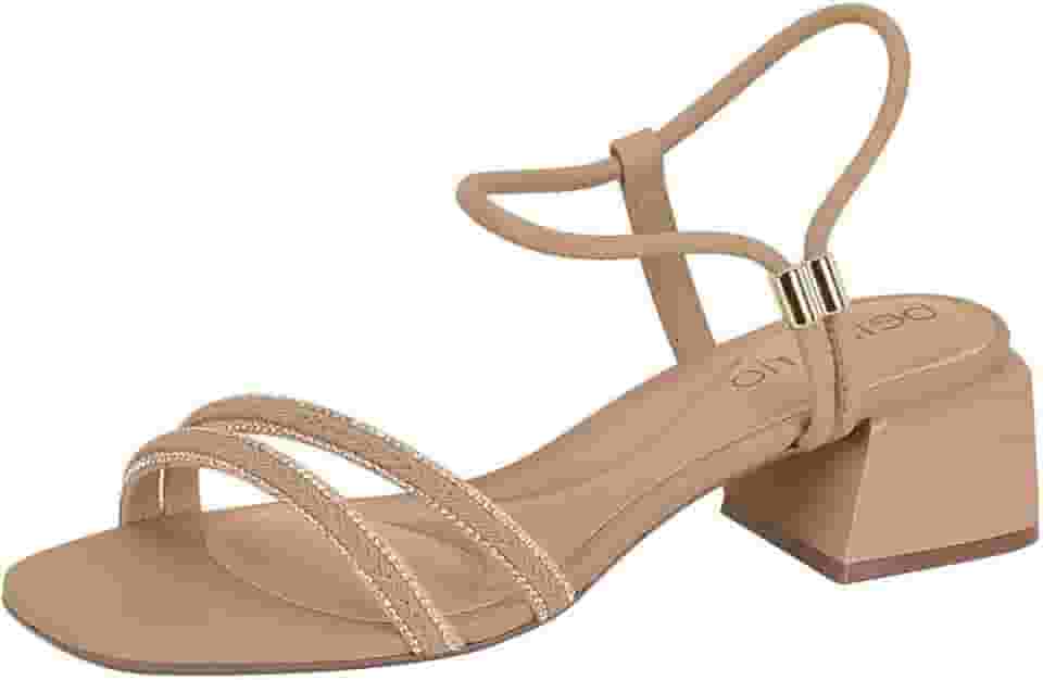 Sandália Feminina Salto Bloco Tira Strass Elegante Beira Rio