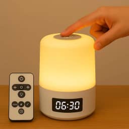 Top Luminária de Mesa Premium LED Recarregável com Relógio Digital, Controle Remoto, Abajur Touch 3 Tons Iluminação 360° Portátil USB para Quarto, Escritório, Leitura, Berçário, Presente Criativo