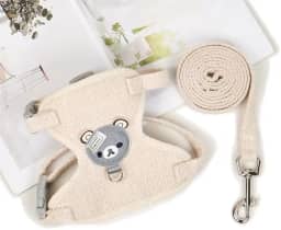 Coleira Peitoral Colete com Guia para Coelho e Porquinho da Índia Múltiplas Cores (Apricot, S)