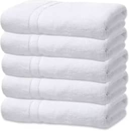 Kit 5 Toalhas de Banho Branca Hotel Macia Felpuda - Prata - Costura Dupla Reforçada (Branco Off White)