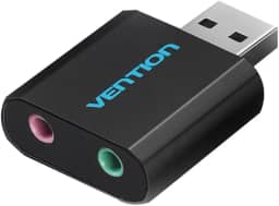 Vention - Placa de Som Externa USB 2.1 Canais P2 para Mac Win Linux PS4 (Preto)