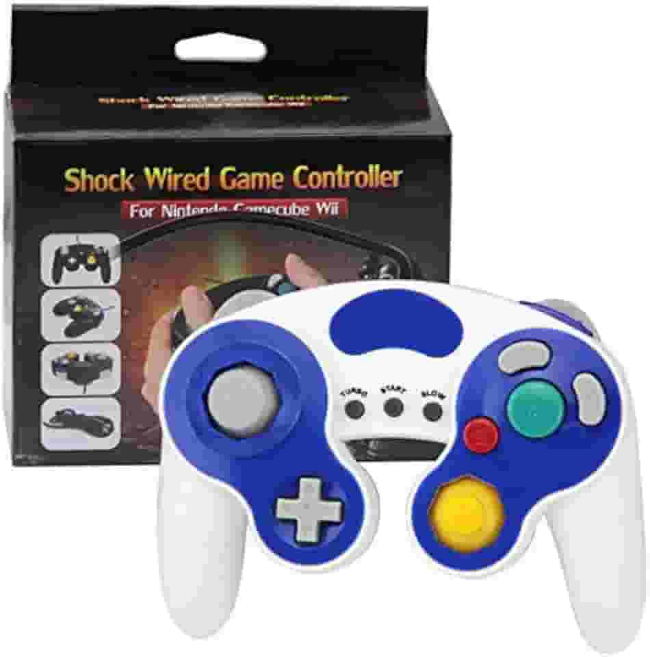 TechBrasil Controle Clássico Nintendo Wii Game Cube Wii U Branco + Azul