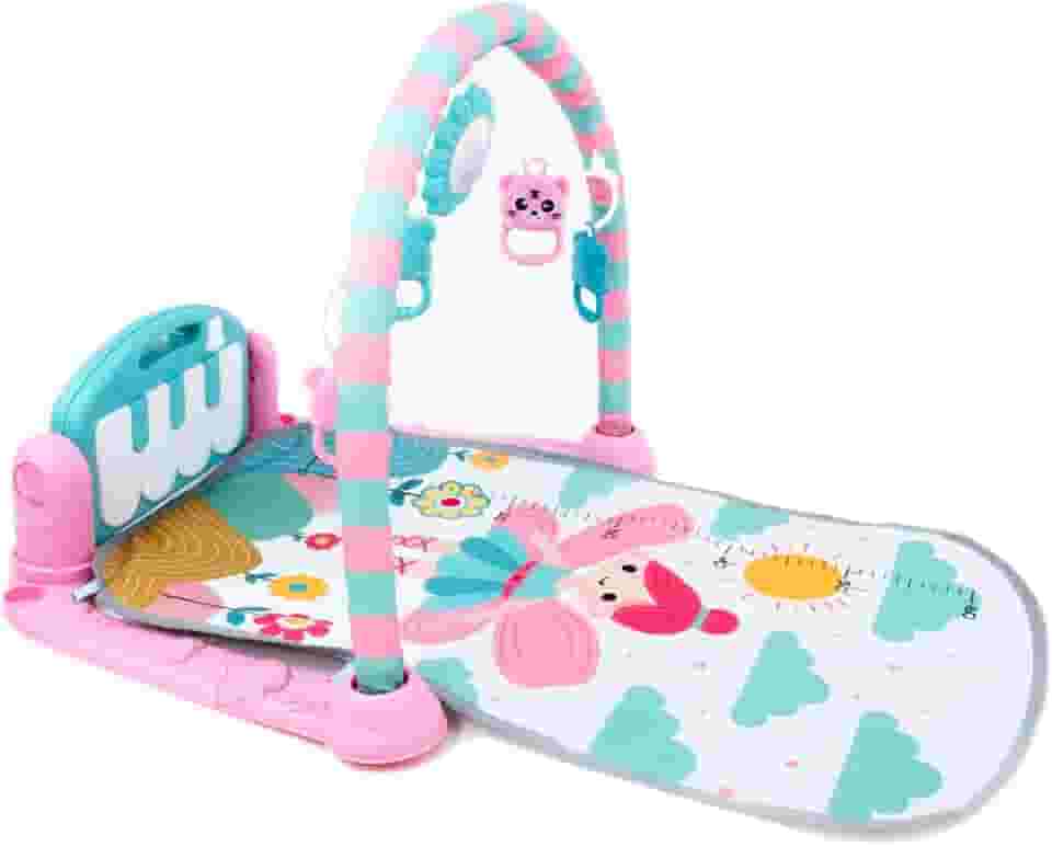 Tapete De Atividades Para Bebê Com Piano Musical E Móbile | Ginásio Infantil Estampa Fada Colorido | Estimula Desenvolvimento Motor E Sensorial