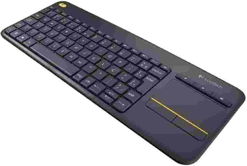 Teclado sem fio Logitech K400 Plus TV com Controle Easy Media e Touchpad Integrado, Conexão USB Unifying e Layout ABNT2