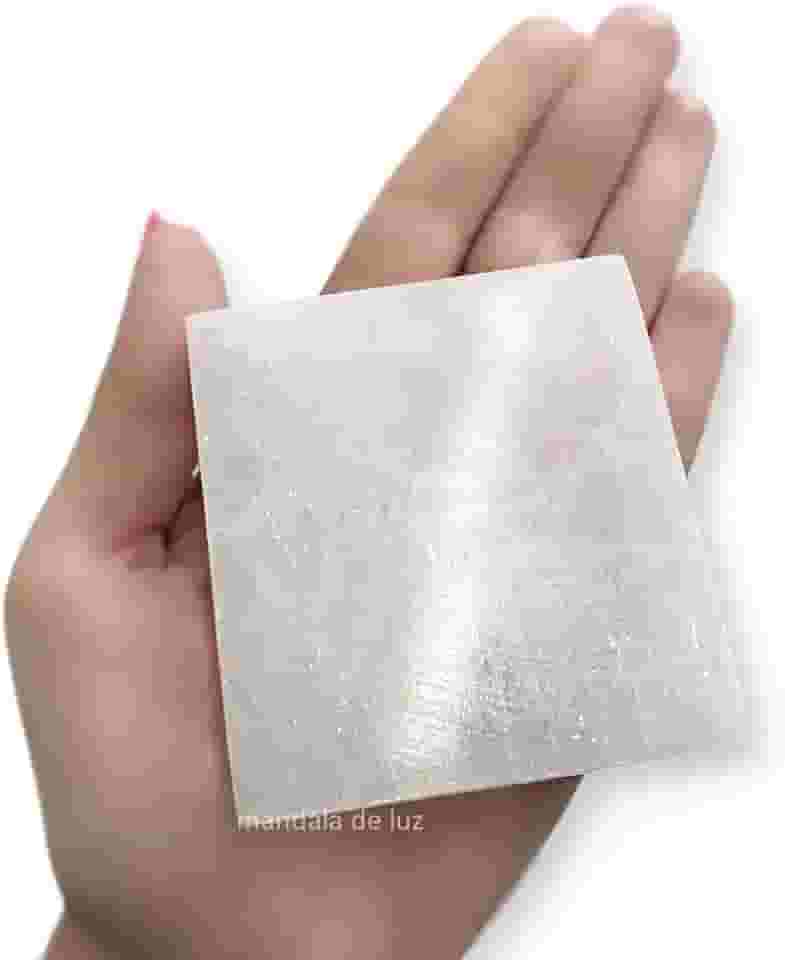 Placa de Selenita Natural Quadrada Polida Limpeza Cristal Natural 7cm