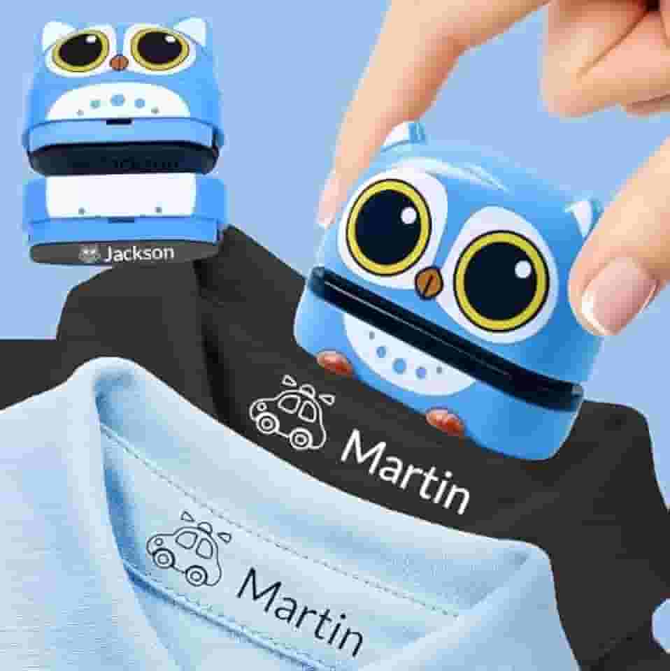 Carimbo de nome para roupas infantis à prova d'água, carimbos personalizados (branco + tinta preta) Carimbo de nome personalizado para roupas, carimbo de nome infantil personalizado, carimbos de