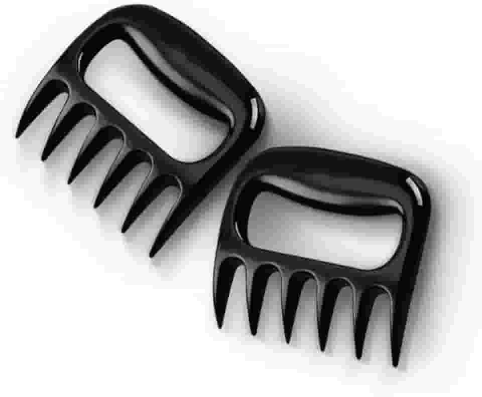 Garras de Urso para Churrasco, Conjunto de 2 Peças, Plástico Resistente Preto, Acessório para Puxar e Desfiar Carnes, Cortador Reforçado, Desfiador