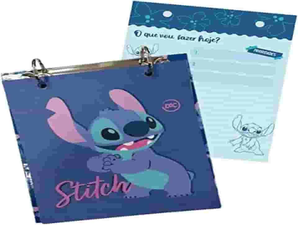 Mini Fichário Argolado com 80 Folhas Decoradas Stitch DAC, 3798