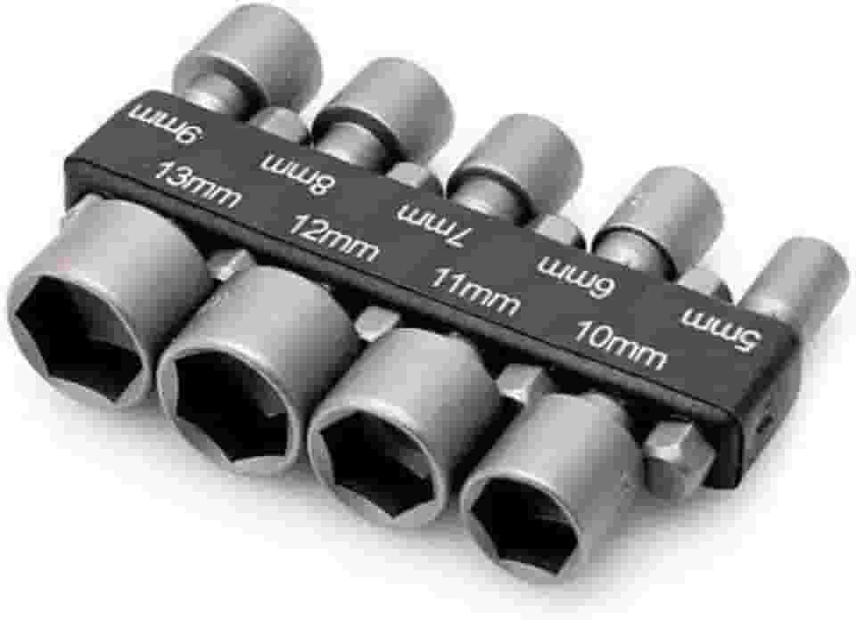 JOGO COM 9 SOQUETE CANHAO PARAFUSADEIRA 5MM A 13MM