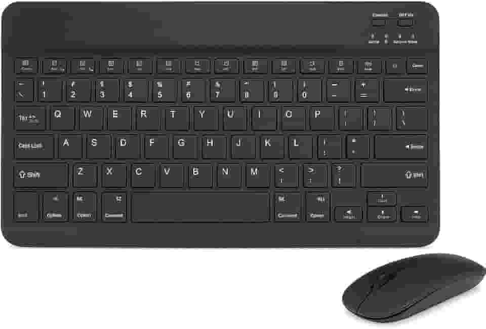 Combo Teclado e Mouse Bluetooth Ultrafino Sem Fio, Portátil e Recarregável E Teclado sem Fio - Compatível com Tablets Android, Celular, Smartphone, iPhone, iPad mini, Pro Air 10.2 10.9 11 12.9