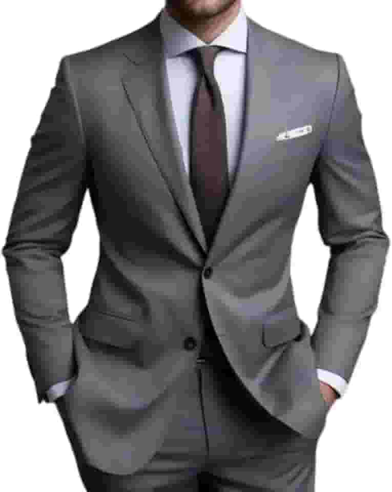 Terno Slim Masculino Italiano Executivo - Calça e Blazer (BR, Numérico, 58, Regular, Regular, Cinza)