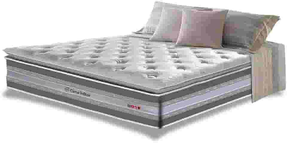 Colchão Queen de Molas Ensacadas D33 com Pillow Top Cama Inbox Select 158x198x32 Cinza