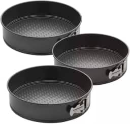 Conjunto 3 Formas Redondas de Alumínio com Fundo Removível Jogo Antiaderente para Bolo e Torta, kit de Assadeiras - 24,26 e 28 cm