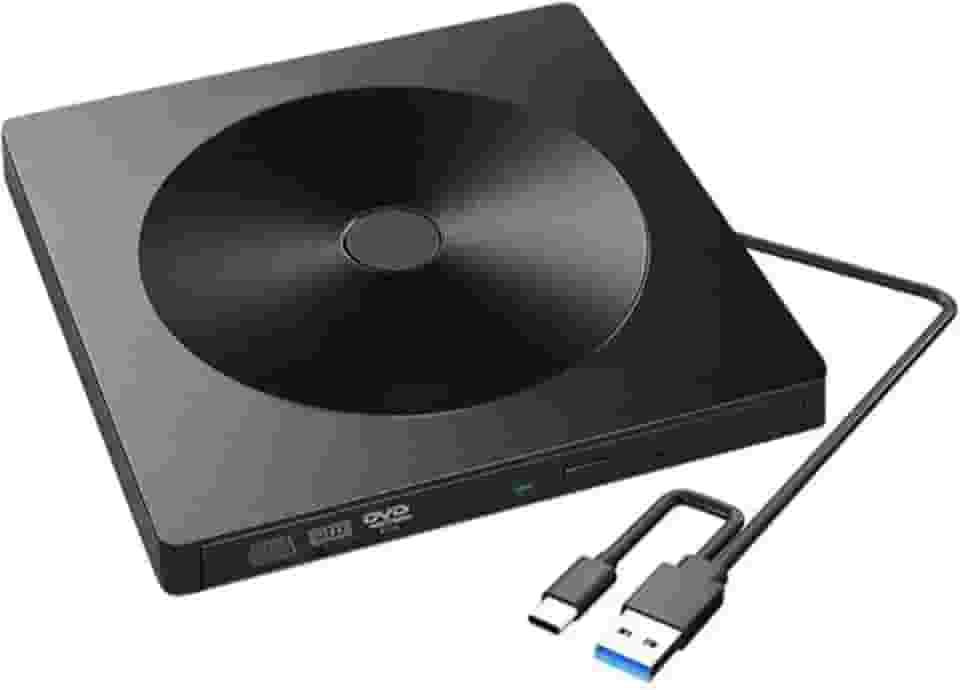 Gravador e Leitor de CD DVD Externo USB 3.0 – Drive Portátil para Notebook, PC e Laptop, Leitura e Gravação Rápida de Discos, Compatível com Windows, Mac e Linux