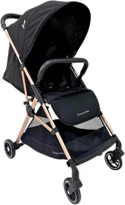 Carrinho Premium Baby Zurich Preto Gold Couro Preto