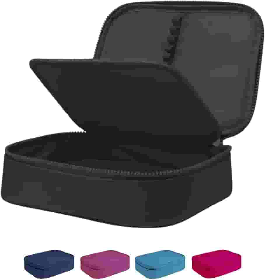 Estojo Escolar Box Grande Infantil Organizador Para Lapis Feminino Masculino Nylon Com Divisoria Necessarie Ziper Resistente Marca Calmfy (Preto)