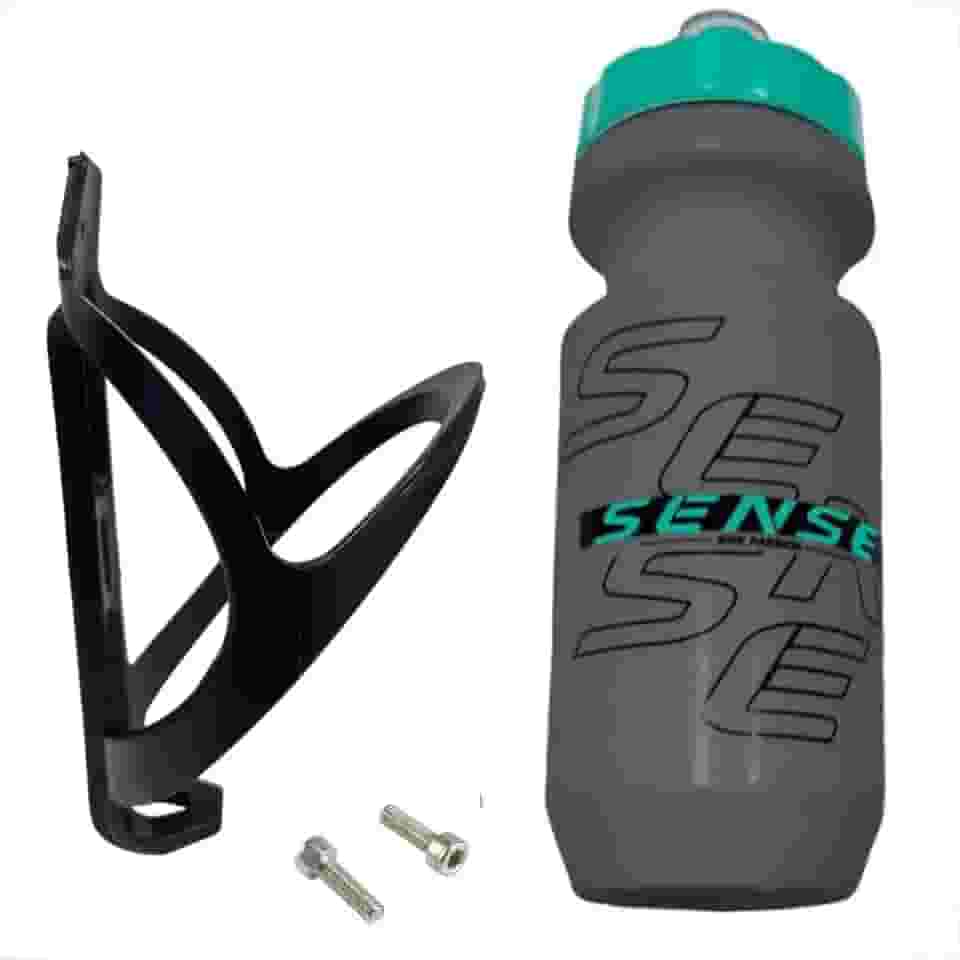 Suporte Garrafa + Garrafinha Caramanhola Sense Bike 500ml (Preto-Azul)