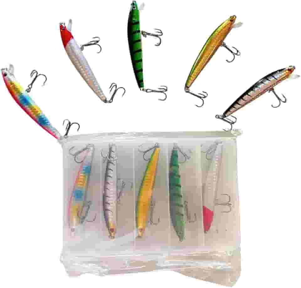 kit 5 Isca Artificial Meia Agua Tucunaré Traíra Com Anzol, Isca Rígida, 10Cm, Colorida Marca Yourtech