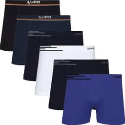 Kit 6 Cuecas Boxer Lupo Microfibra Poliamida Sem Costura Adulto Masculino