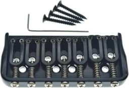 KAISH Ponte fixa para guitarra preta de 7 cordas para guitarra elétrica Hardtail Bridge para guitarras Strat/Tele