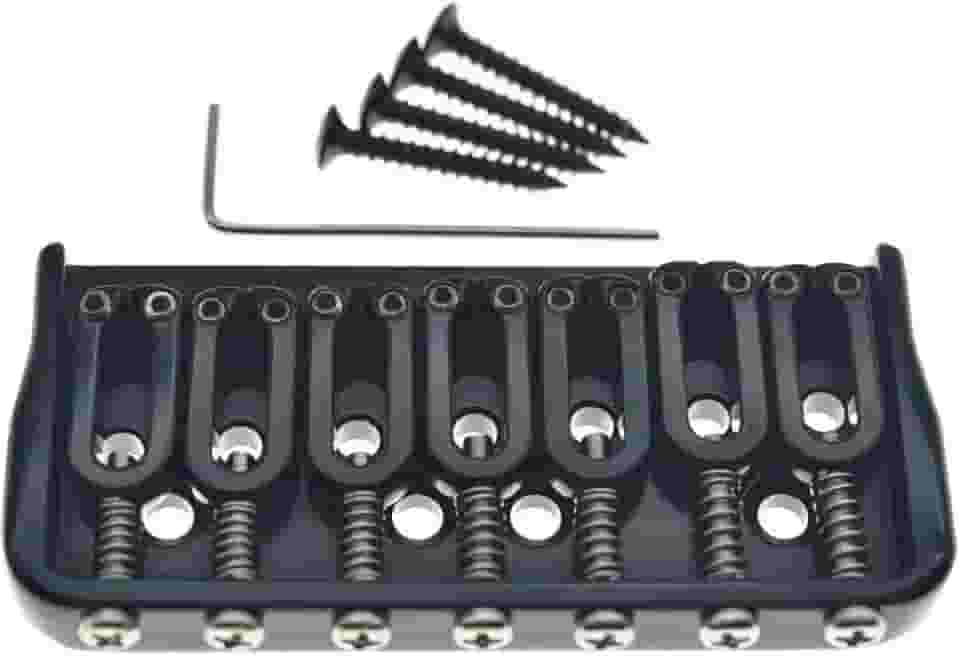 KAISH Ponte fixa para guitarra preta de 7 cordas para guitarra elétrica Hardtail Bridge para guitarras Strat/Tele