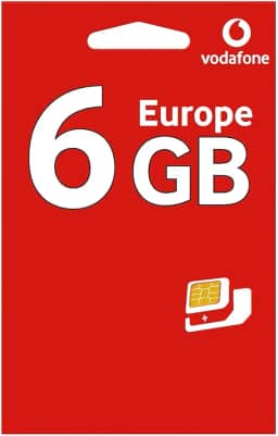 Chip Vodafone Europa, Franquia 6GB + Chamadas - 30 Dias