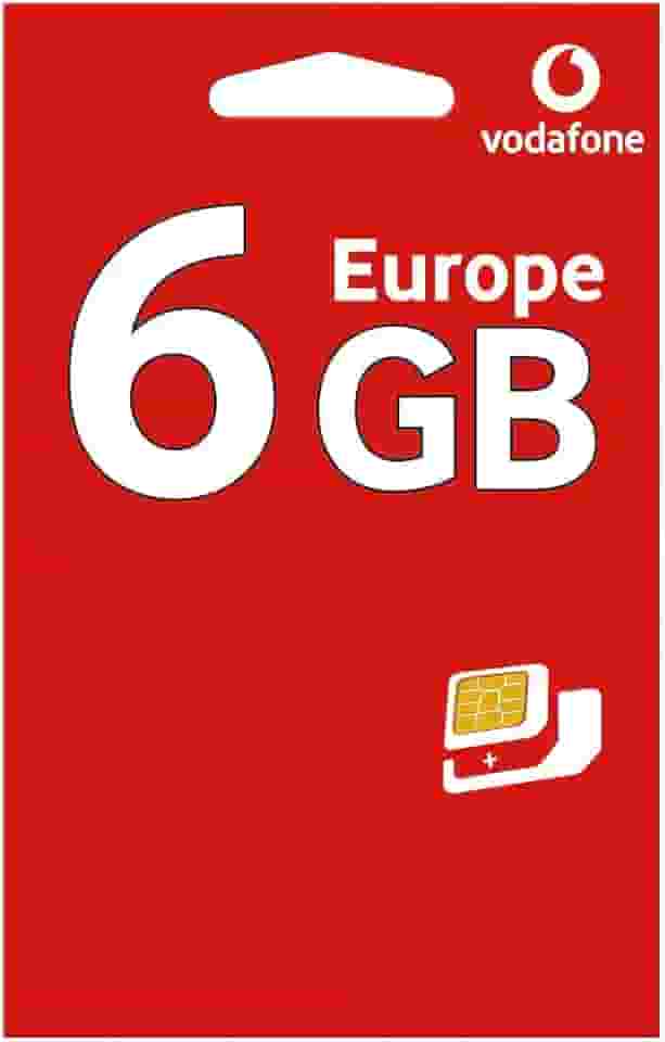 Chip Vodafone Europa, Franquia 6GB + Chamadas - 30 Dias