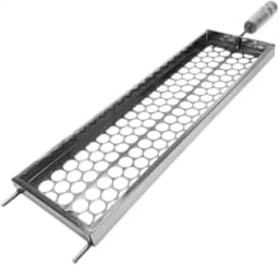 Grelha Churrasqueira Inox para Peixe, Frango e Linguiça - Cesto Folha Aço Inoxidável