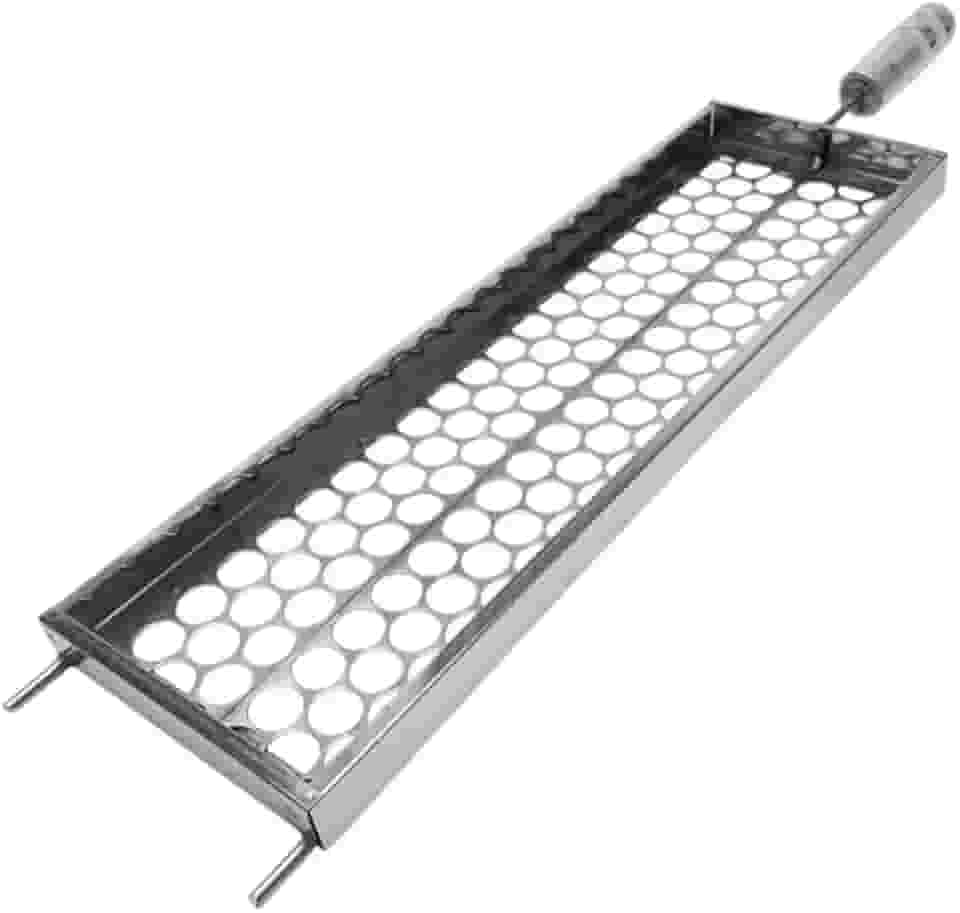 Grelha Churrasqueira Inox para Peixe, Frango e Linguiça - Cesto Folha Aço Inoxidável