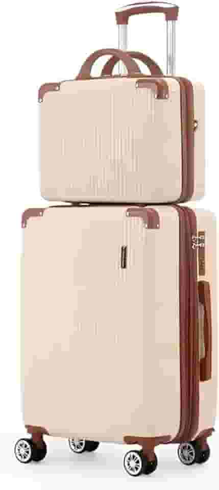 Mala de Bordo 10kg com Frasqueira Bagagem de Mão Expansivel Aprovada ANAC com 4 Rodas duplas 360° Cadeado AntiFurto TSA Mala de Viagem Alça Lateral com Divisória, Leve Resistente (Bege)