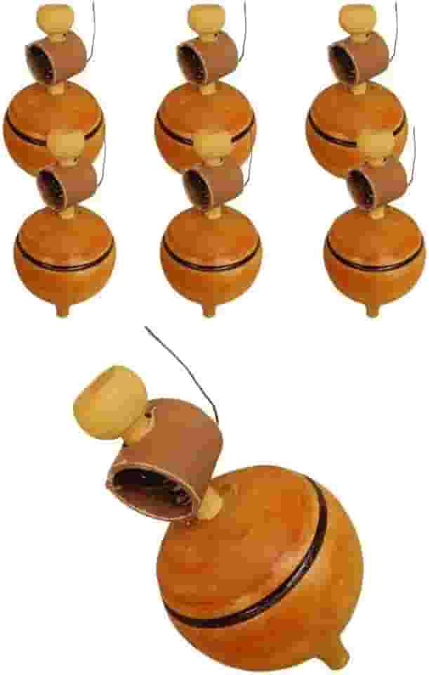 Pião Seguro MASTER Madeira Cano 13cm - Antigo, Retro | (6 Piões) #Arthplast