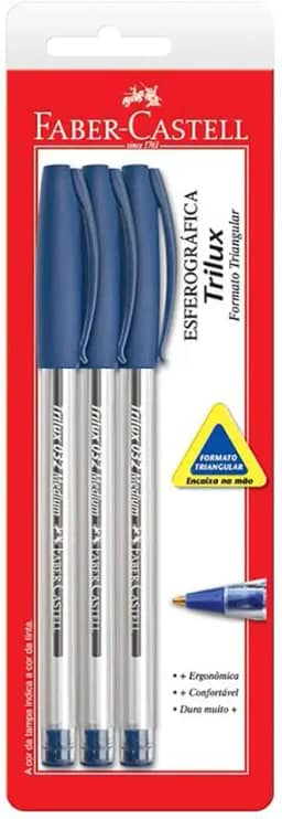 Esferográfica Trilux 032 Médium, Faber-Castell, SM/032AZ, Azul