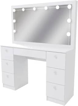 Penteadeira Ditália 7 Gav. Pe-80 Branco c/Kit Luz Camarim