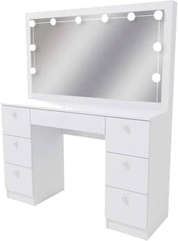 Penteadeira Ditália 7 Gav. Pe-80 Branco c/Kit Luz Camarim