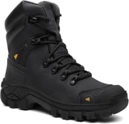 Coturno Masculino Militar Bota Defender Cano Alto em Couro Legítimo Blaqueado Biqueira de PVC B10
