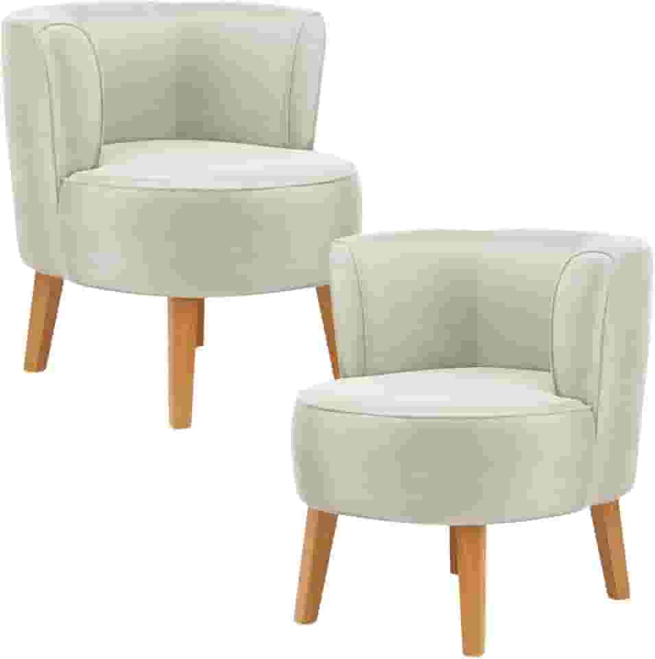 Kit 2 Poltronas Cadeira Elegante para Sala de Estar Tecido Veludo MOBLAN decor (Bege)