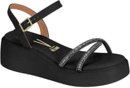 SANDÁLIA PAPETE FEMININA VIZZANO 6525.102 TIRAS EM STRASS SOLADO PLATAFORMA 6 CM DE ALTURA