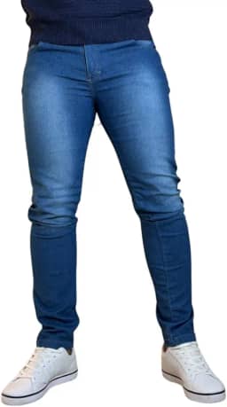 CALÇA Jeans Masculina AZUL ESCURO COM USED - Elastano Premium