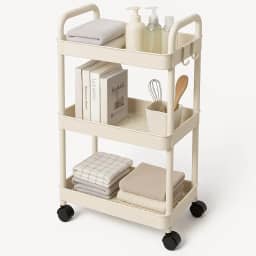 Carrinho Estante Organizadora Multiuso com Rodas 3 Andares 35x26x71cm | Plástico PP Branco Reforçado | Prateleira Vertical para Banheiro Cozinha Lavanderia Escritório