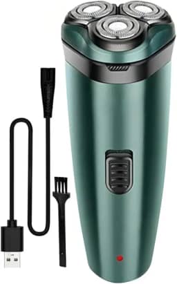 Barbeador Elétrico Recarregável 2 em 1 Compacto Precisão e Sem Irritação Bivolt USB 3 Lâminas Rotativas Duplas