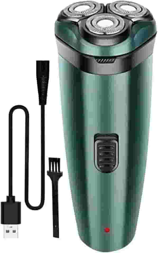 Barbeador Elétrico Recarregável 2 em 1 Compacto Precisão e Sem Irritação Bivolt USB 3 Lâminas Rotativas Duplas