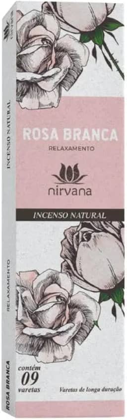 Incenso Natural Rosa Branca 100% Natural (9 Varetas)