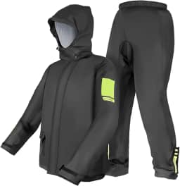 Capa de Chuva Motoqueiro, Capa de Chuva Moto, Preto, Tamanho G, Nylon, Refletividade Noturna, Punhos com Dupla Camada, Capuz Destacável, Cordão Ajustável