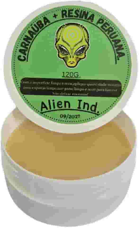 Cera Automotiva Carnaúba + Resina Peruana Alien Cera 120g | Brilho Espelhado, Remove Pequenos Riscos, Proteção e Revitalização da Pintura e Queimados