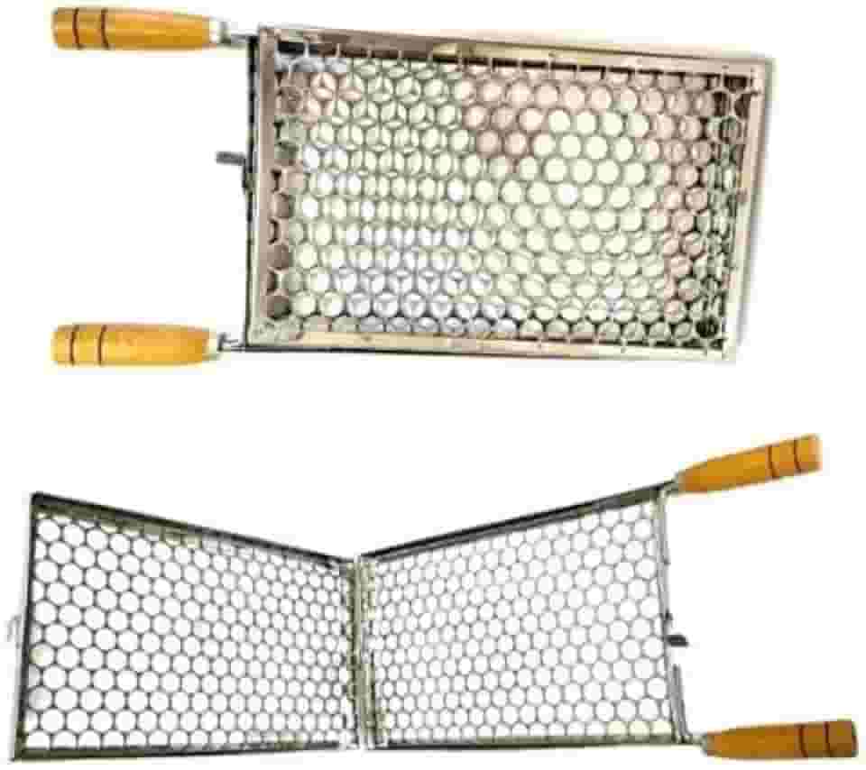 Grelha Dupla Inox Churrasco Peixe Linguicas E Frango 42x25