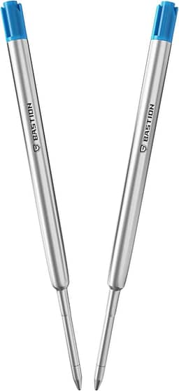 BASTION® Recarga de caneta premium, tinta profundamente pigmentada para todas as canetas de luxo BASTION Bolt, refil de tinta padrão com ponta fina de 0,55 mm - azul, 2 peças
