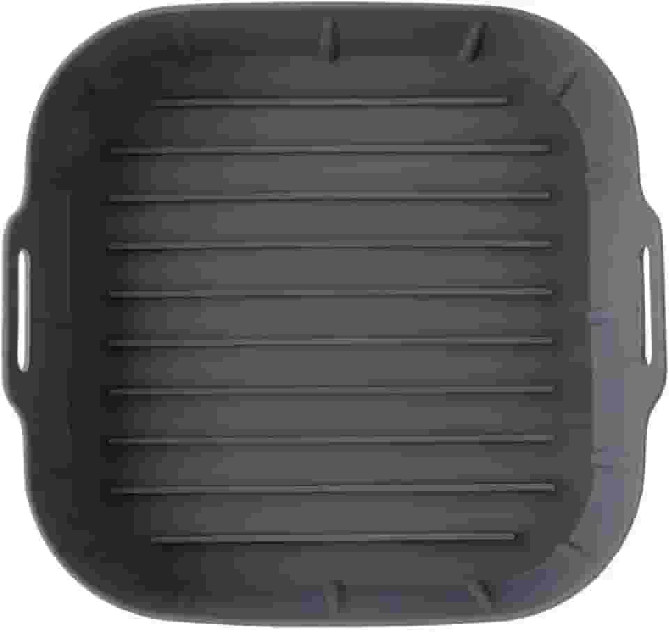 Forma de Silicone Para Airfryer Forno Quadrada Com Alça19x19cm Reutilizável Para Fritadeira Elétrica, Cinza